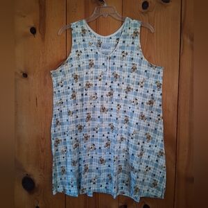 Basic Editions Intimates Plus Plaid Cotton Nightgown With Teddybear/Heart Print